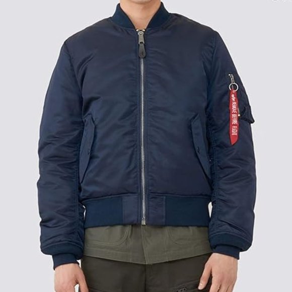 Alpha Industries MA-1 Slim Fit/European Fit Men's jacket, Replica Blue - Picture 1 of 5